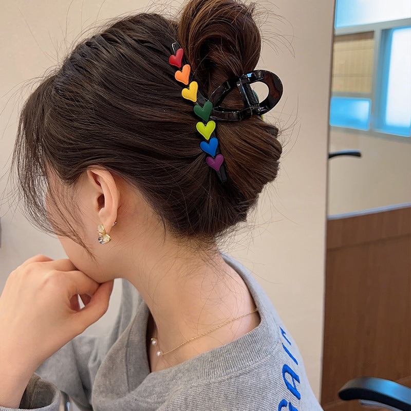 Cute Large Rainbow Shark Clip Hairpin for Seniors