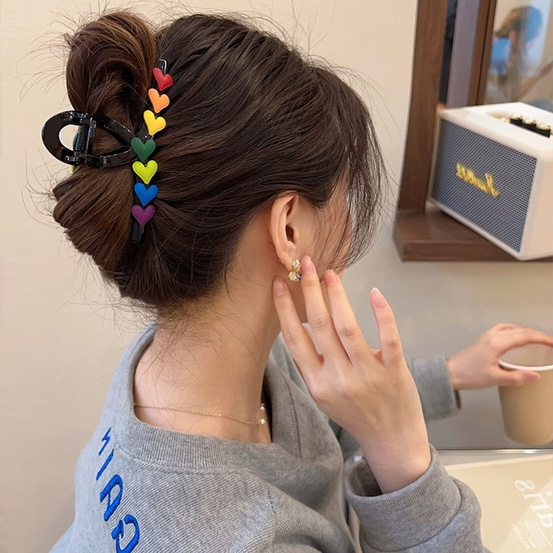 Cute Large Rainbow Shark Clip Hairpin for Seniors