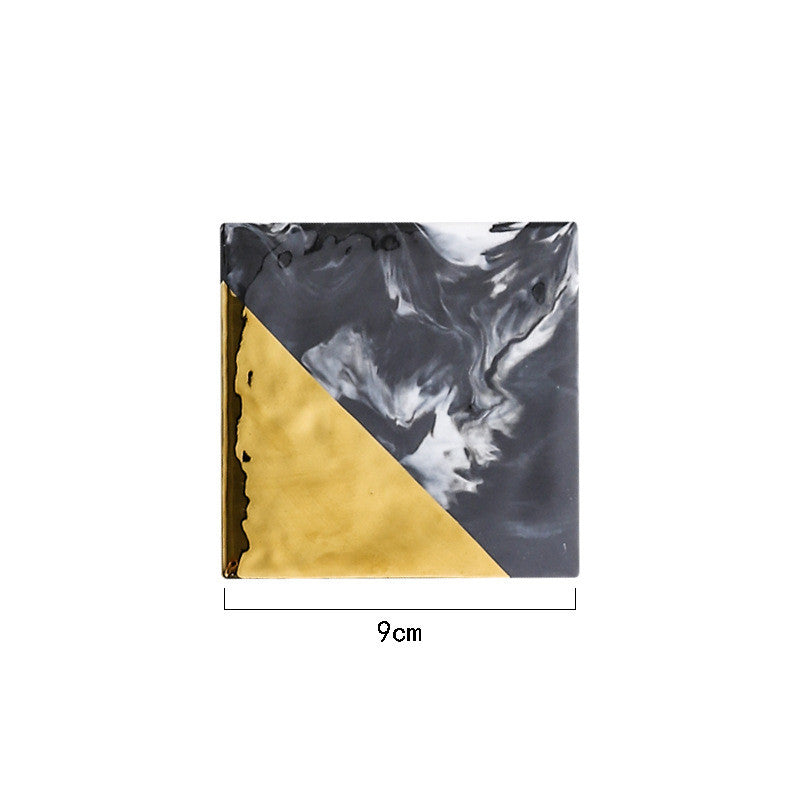 Nordic Creative Minimalist Ceramic Coaster with Marble Design