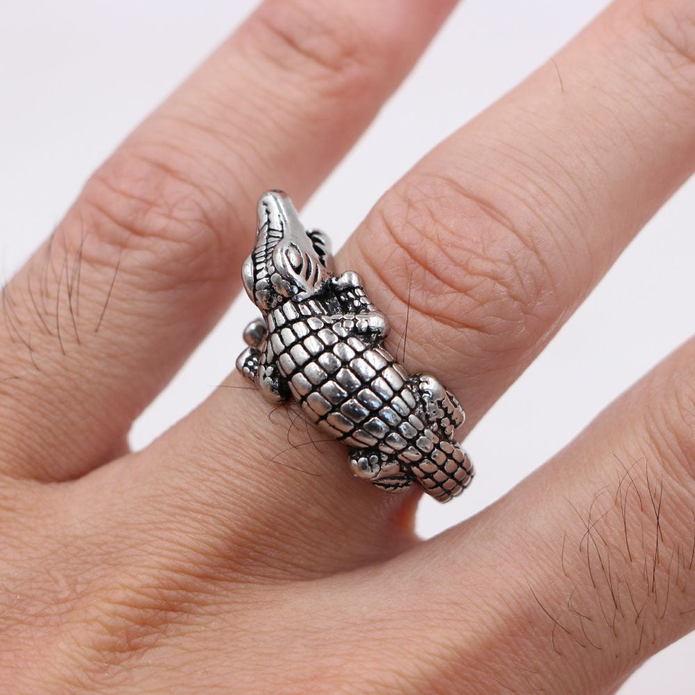 Crocodile Alloy Ring for Men in Titanium Steel