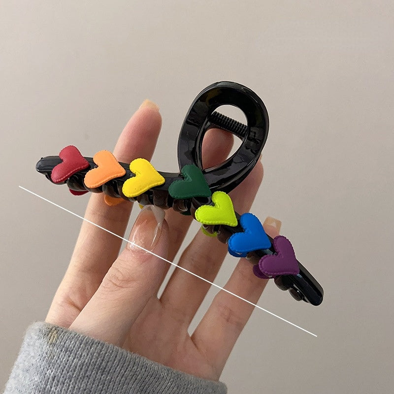 Cute Large Rainbow Shark Clip Hairpin for Seniors