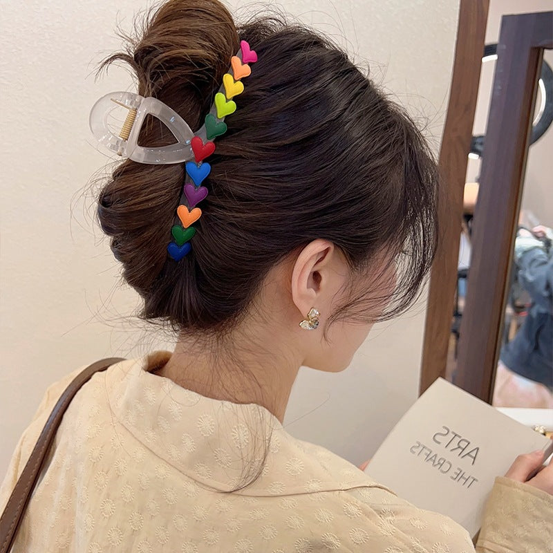 Cute Large Rainbow Shark Clip Hairpin for Seniors